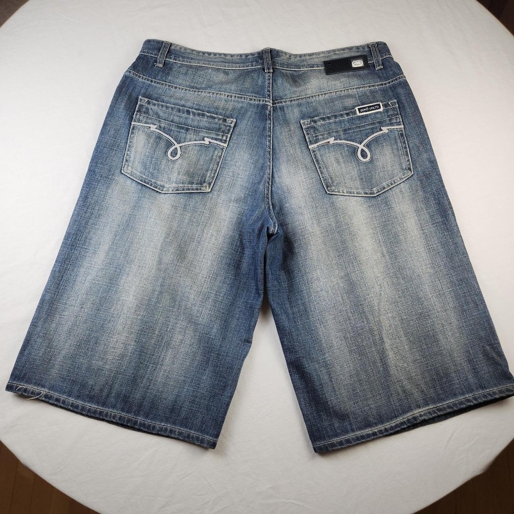 Ecko Unltd Mens Baggy Denim Jean Shorts Jorts Blue Vintage Y2K Skater Size 38